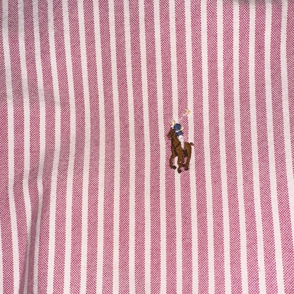 Polo Ralph Lauren Pink Stripe Oxford Button Down Shirt Large Pony Logo